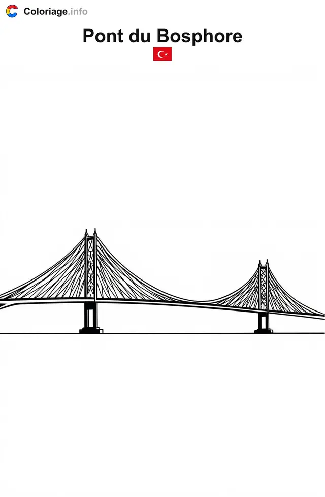 Coloriage Pont du Bosphore Turquie - Monuments à imprimer