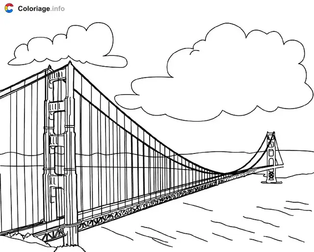 Coloriage Pont Golden Gate - Monuments à imprimer