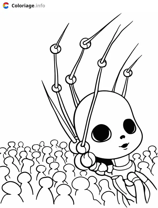 Poppy Playtime Alien Creature Controlling Humans coloring page to print