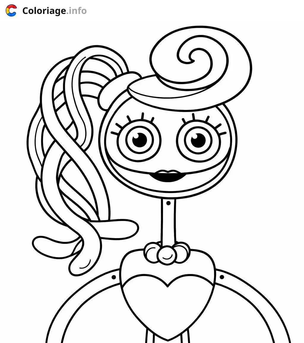 Coloriage Poppy Playtime Fille avec coiffure élégante - Poppy playtime à imprimer