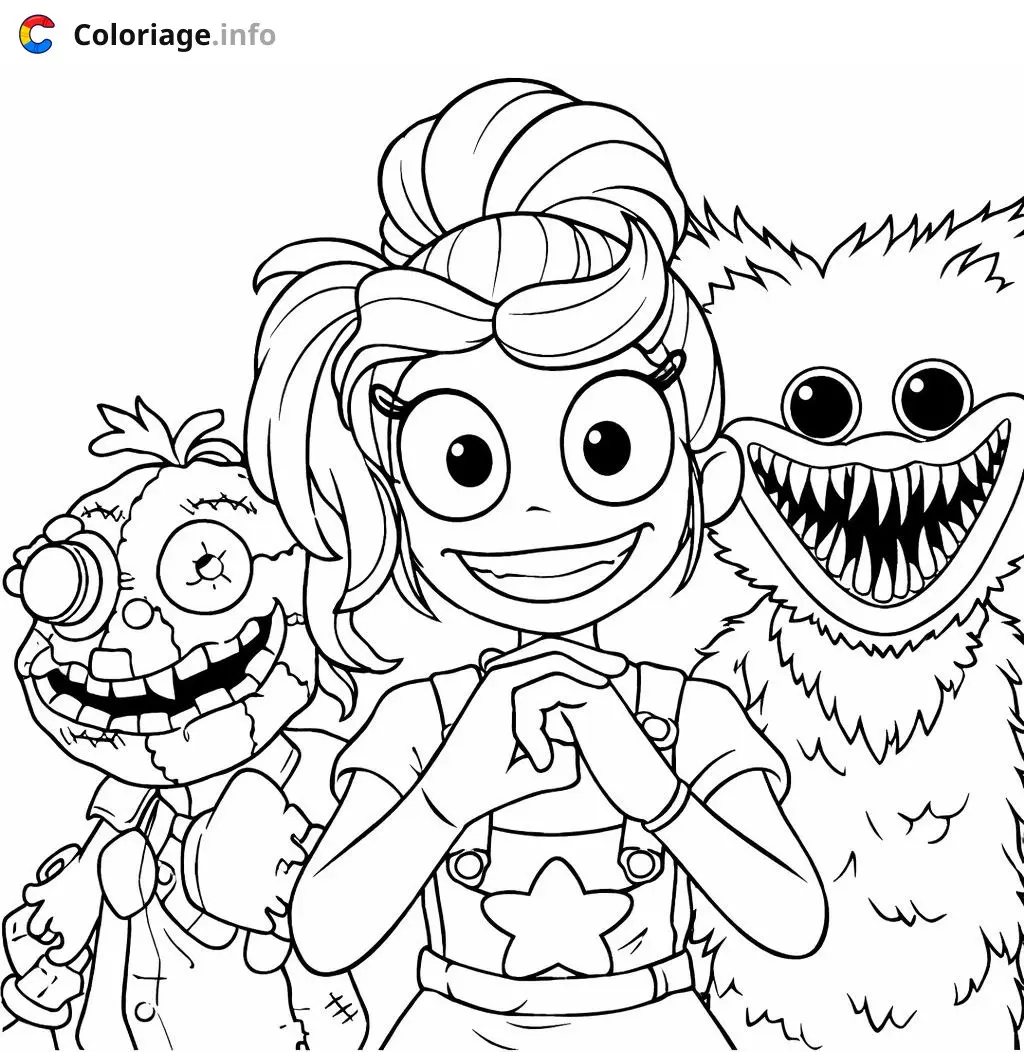 Coloriage Poppy Playtime Huggy Wuggy et ses amis monstrueux - Huggy wuggy à imprimer