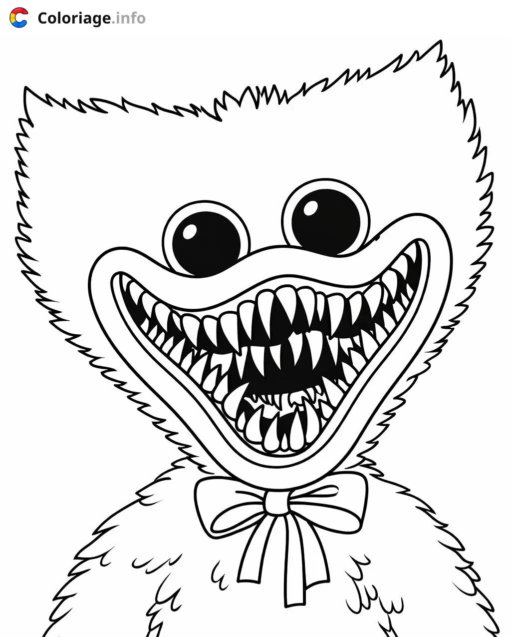 Coloriage Poppy Playtime Huggy Wuggy sourire terrifiant - Huggy wuggy à imprimer