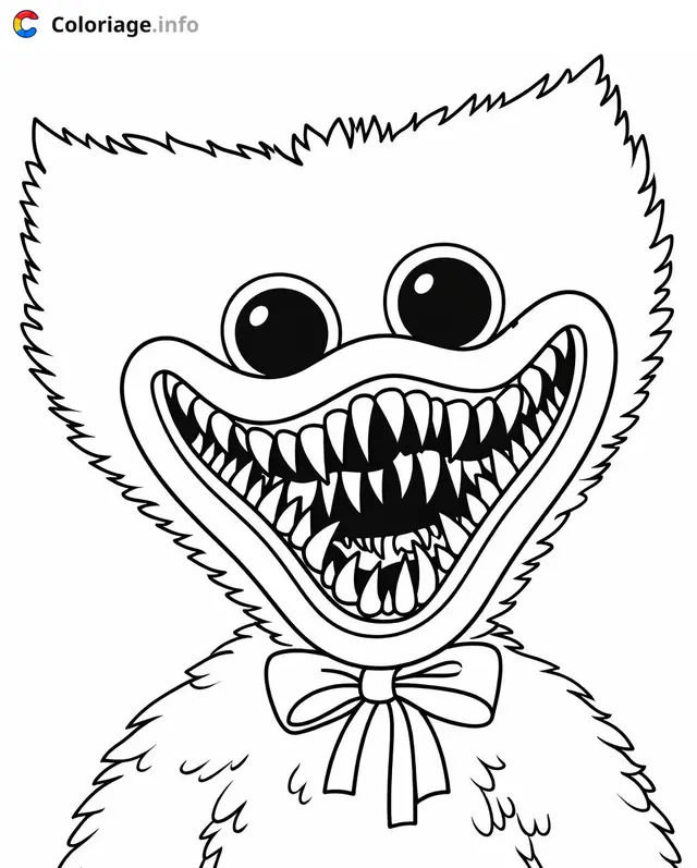 Poppy Playtime Huggy Wuggy's Creepy Smile coloring page to print