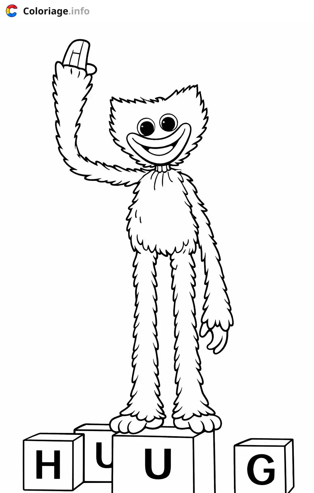 Coloriage Poppy Playtime Huggy Wuggy sur le podium - Huggy wuggy à imprimer