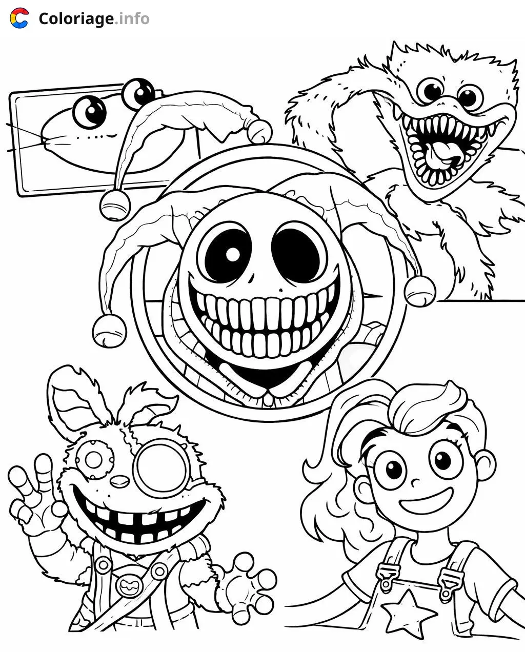 Coloriage Poppy Playtime Les créatures souriantes de Smiling Critters - Poppy playtime à imprimer