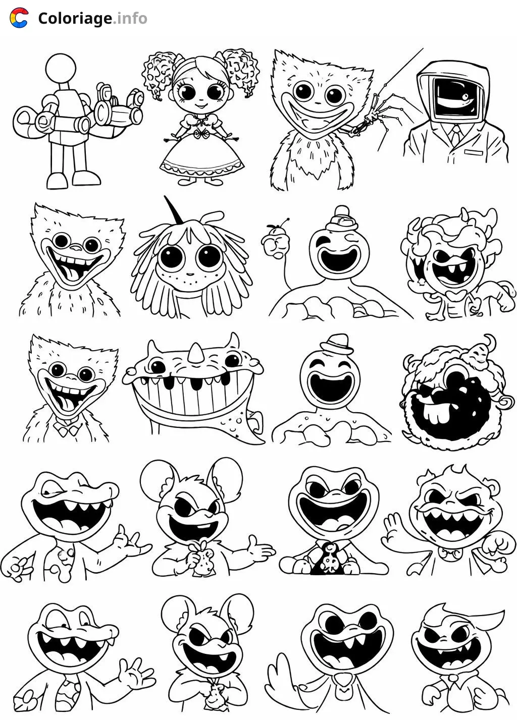 Coloriage Poppy Playtime Les jouets souriants de l'horreur - Poppy playtime à imprimer
