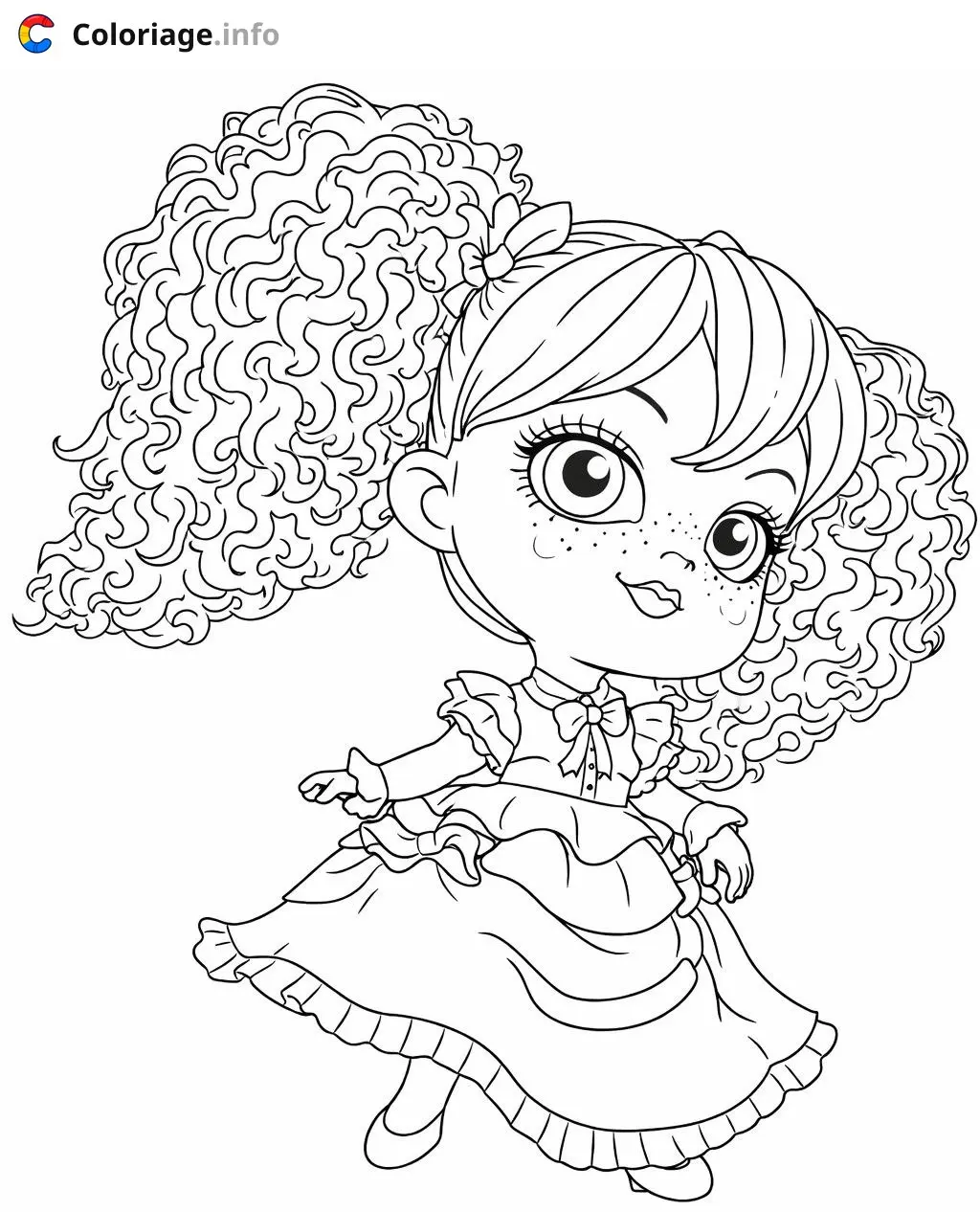Coloriage Poppy Playtime Petite fille aux cheveux bouclés - Poppy playtime à imprimer