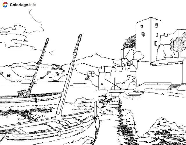 Coloriage Port - Monuments à imprimer