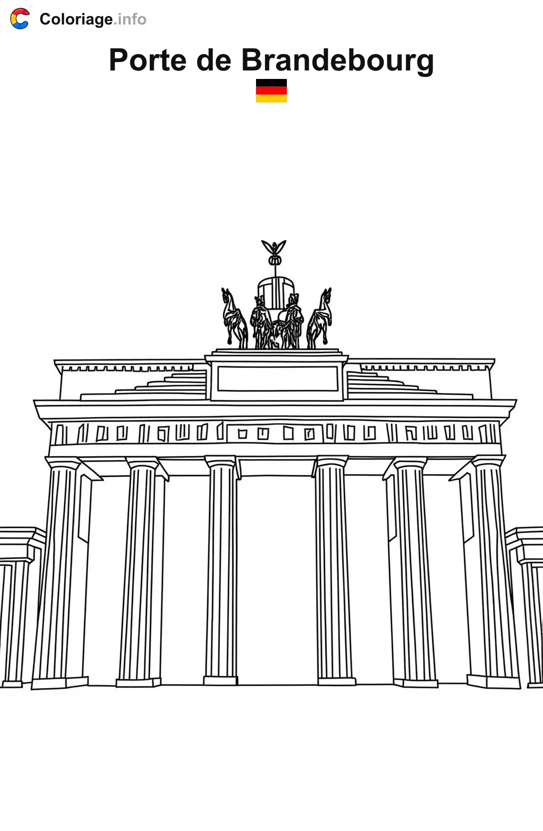 Coloriage Porte de Brandebourg Allemagne - Monuments à imprimer