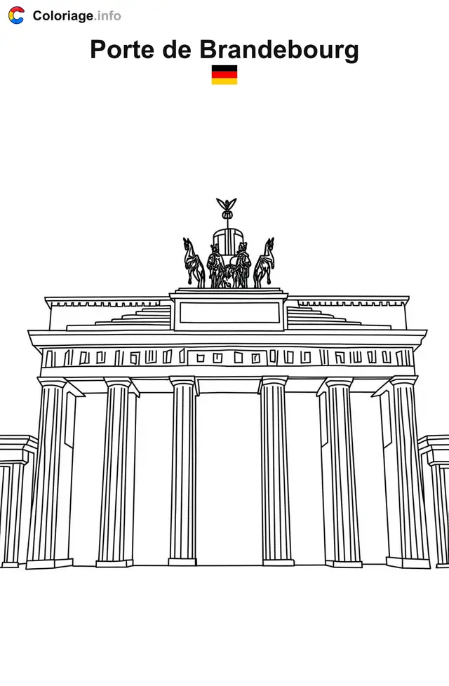 Coloriage Porte de Brandebourg Allemagne - Monuments à imprimer