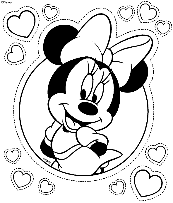 Coloriage Portrait Minnie Avec Des Fleurs - Minnie à imprimer