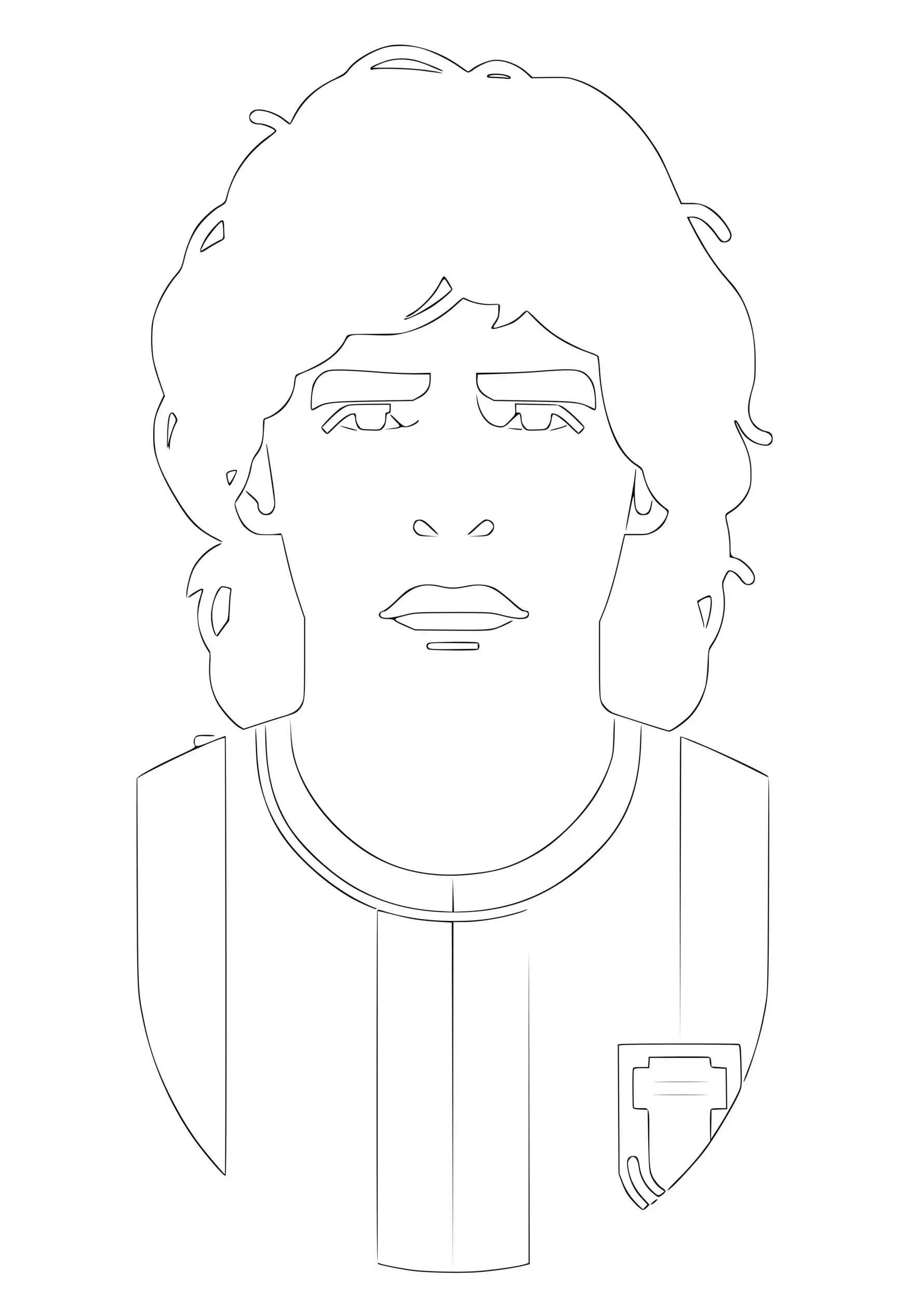 Coloriage Portrait Du Joueur De Foot Maradona Diego - Foot à imprimer
