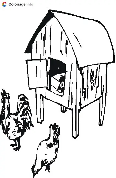 Coloriage Poulailler - Animaux de la ferme à imprimer