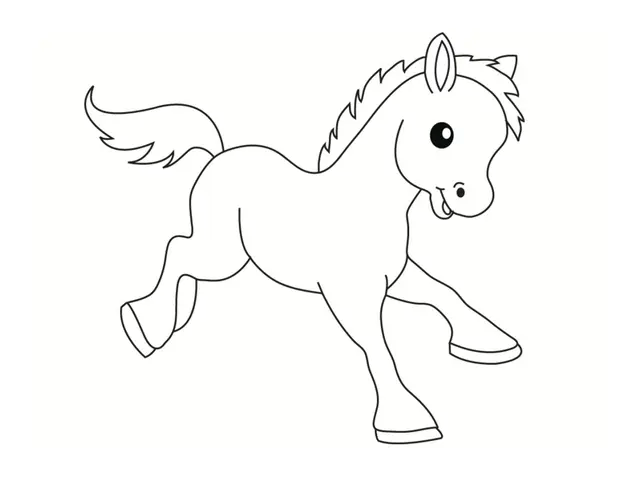 Coloriage Poulain Bébé Poney Heureux - Poney à imprimer