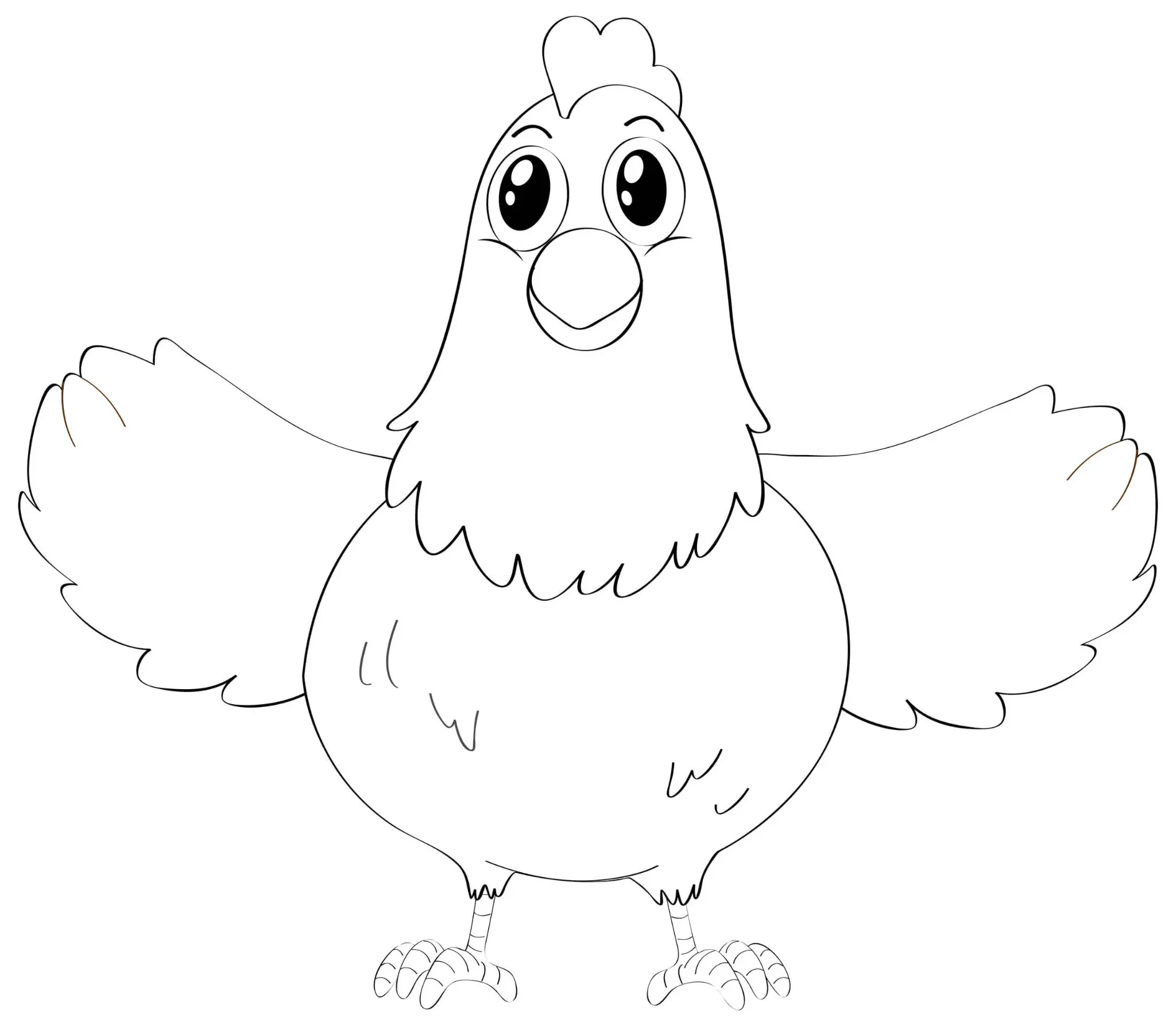 Coloriage Poule Maternelle Heureuse Ailes Ouvertes - Poule à imprimer