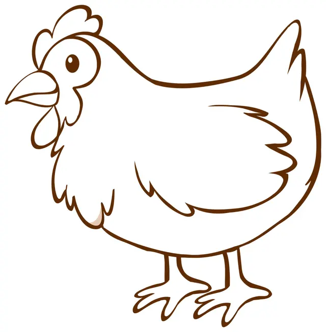 Coloriage Poule simple et facile - Poule à imprimer