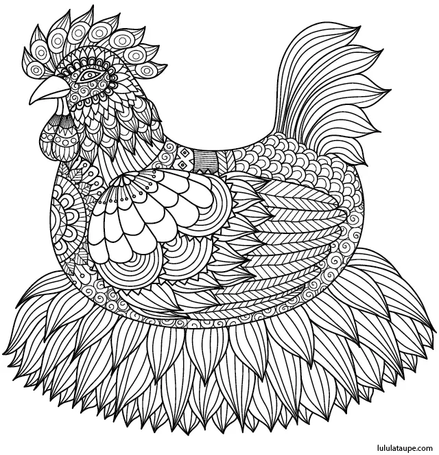Coloriage Poule Sur Nid Adulte Mandala - Poule à imprimer