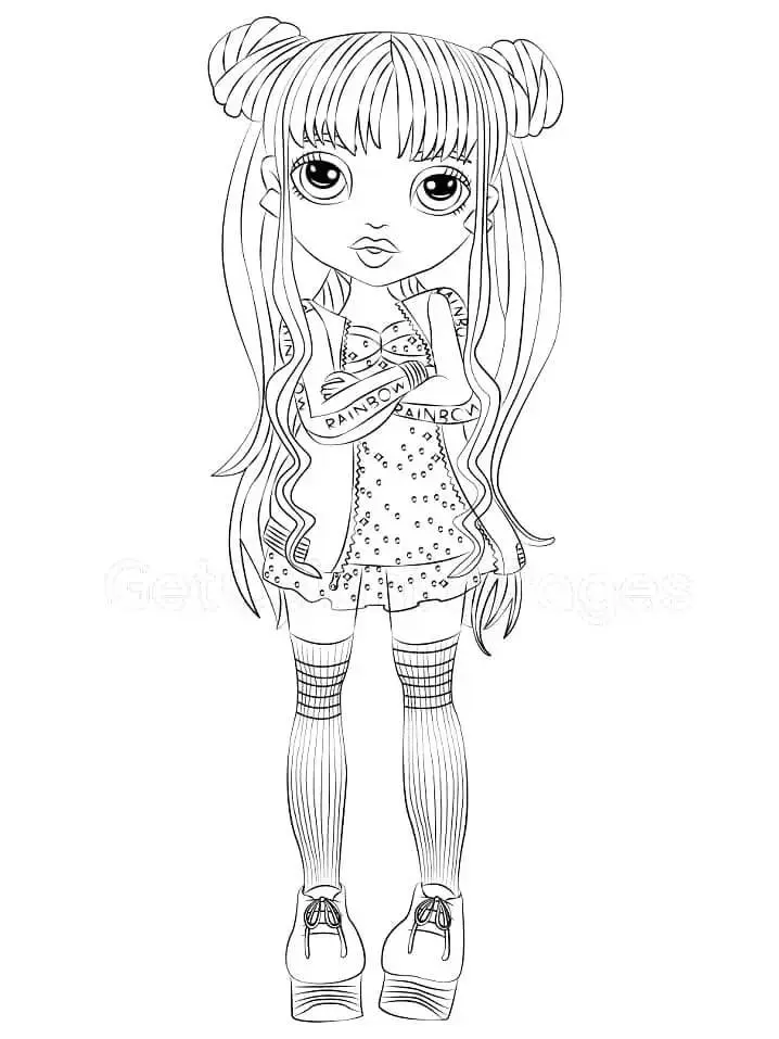 Coloriage Poupée De Mode Stylisee Avec Tenue Rainbow High - Rainbow high à imprimer