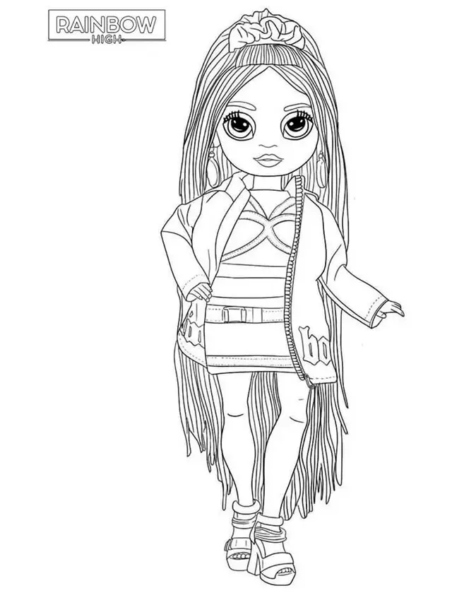 Dibujo de Muñeca Rainbow High Moda para colorear