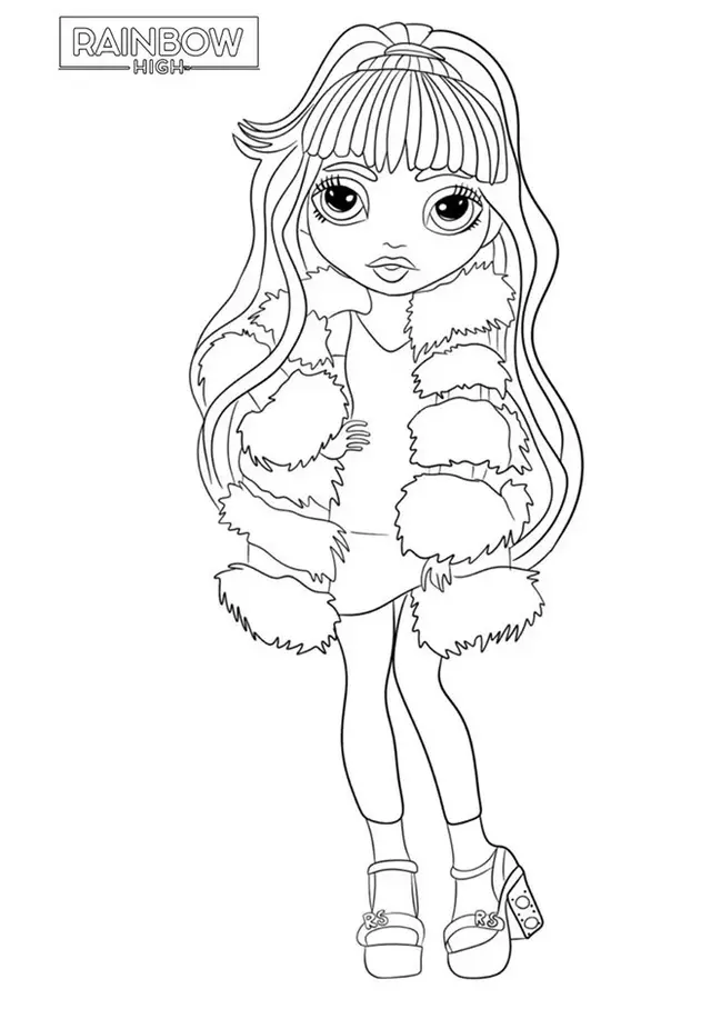 Dibujo de Muñeca Rainbow High con Outfit de Invierno para colorear