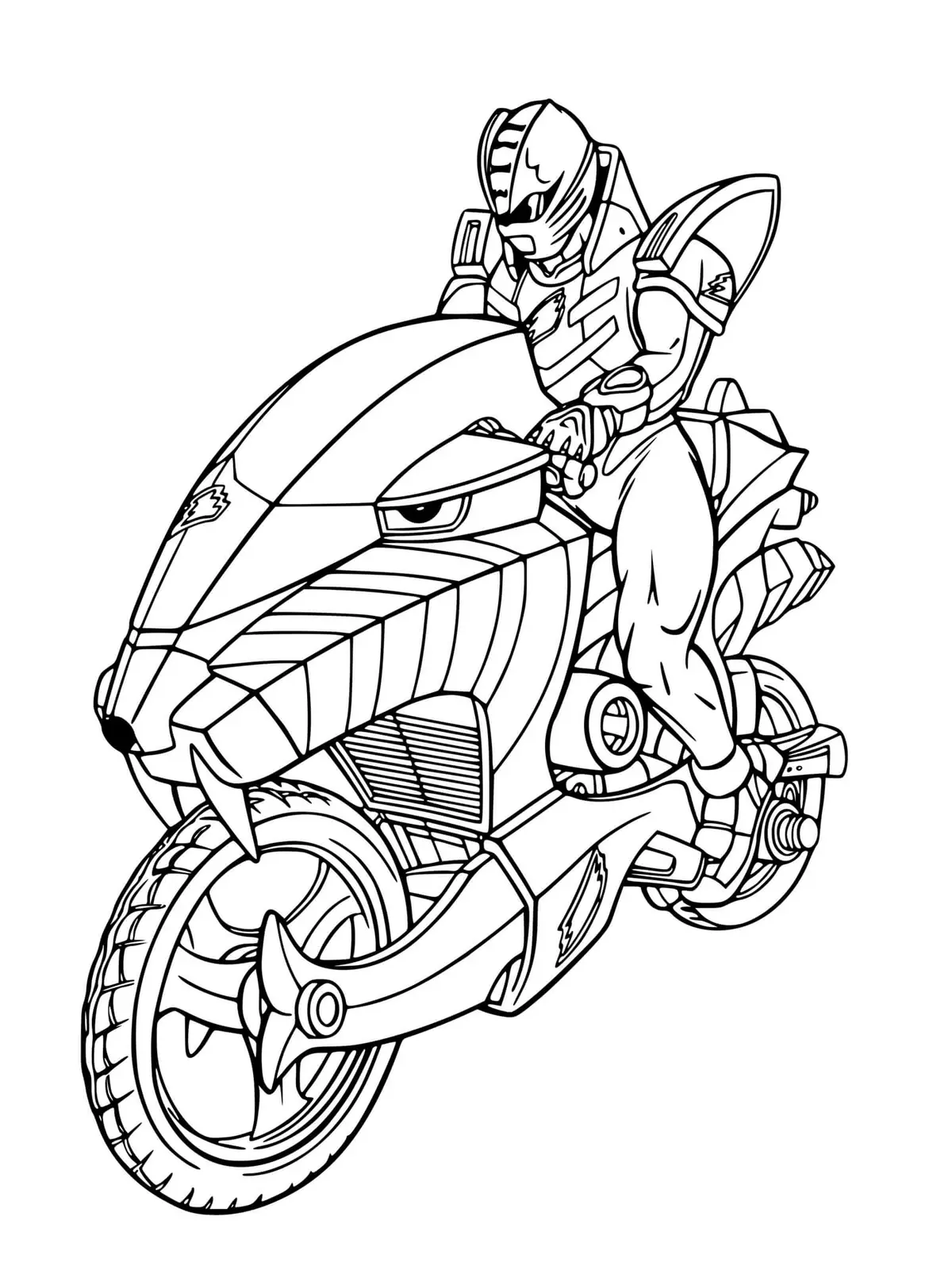 Kleurplaat Power Rangers Motorfiets Snelheid om te printen