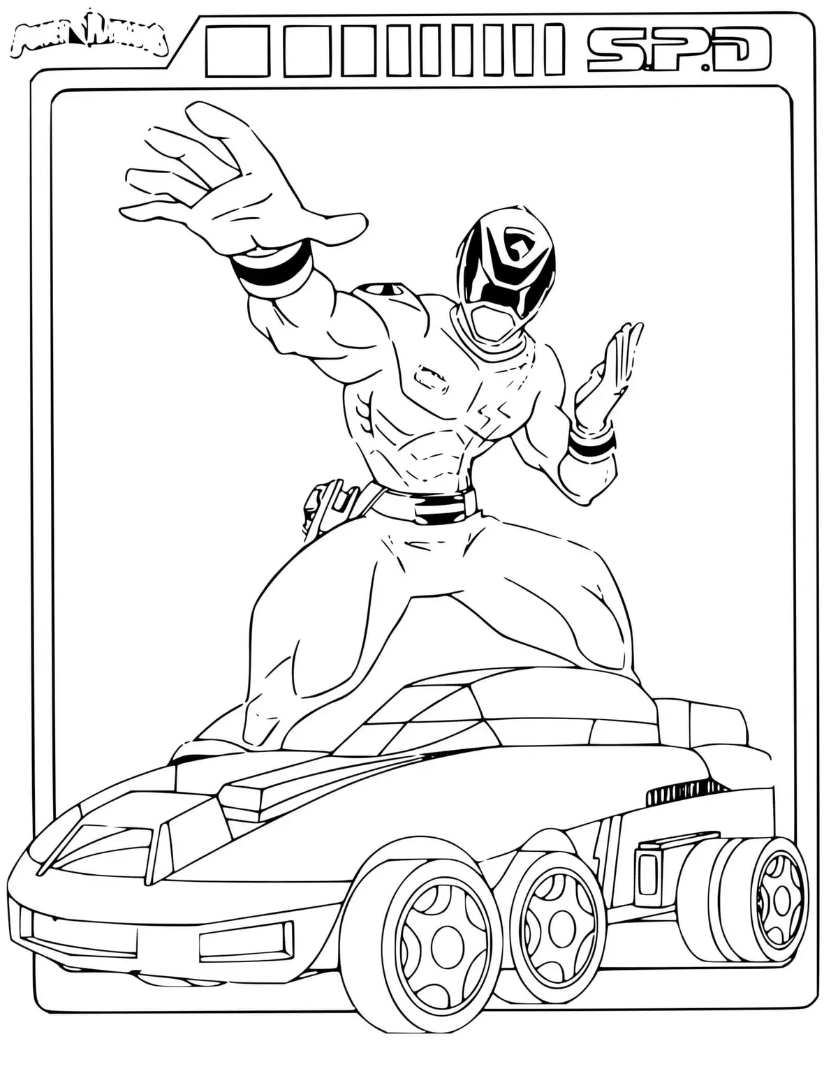 Kleurplaat Power Rangers SPD Auto om te printen