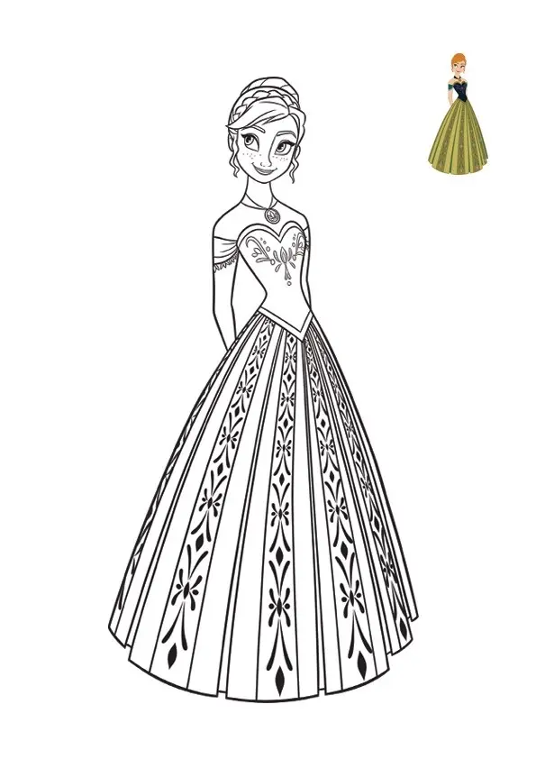 Princess Anna in a Top Model Outfit coloring page to print