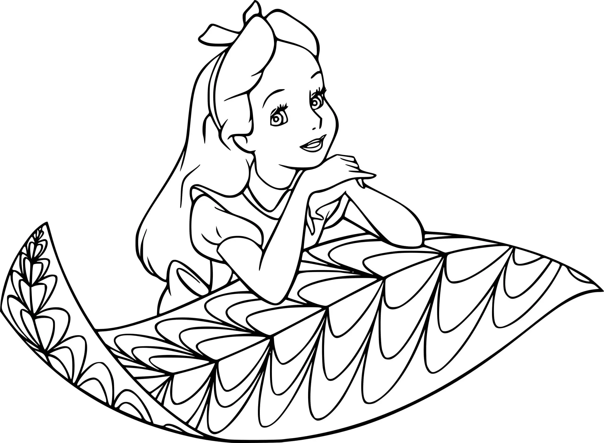 Coloriage Princesse Alice Au Pays Des Merveilles Roman Par Lewis Carroll - Alice au pays des merveilles à imprimer