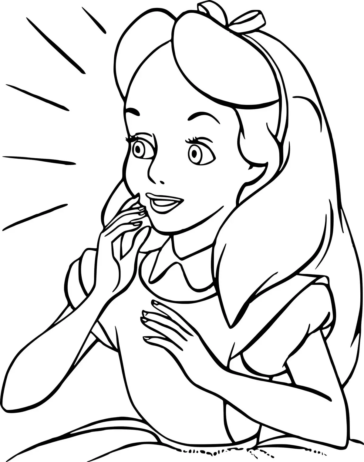Ausmalbild Prinzessin Alice überrascht zum Ausdrucken