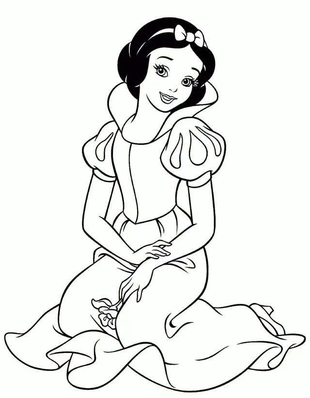 Coloriage Princesse Blanche Neige Et Les Sept Nains - Fille à imprimer
