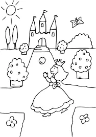 Coloriage Princesse Cherche Son Château - Château de princesse à imprimer