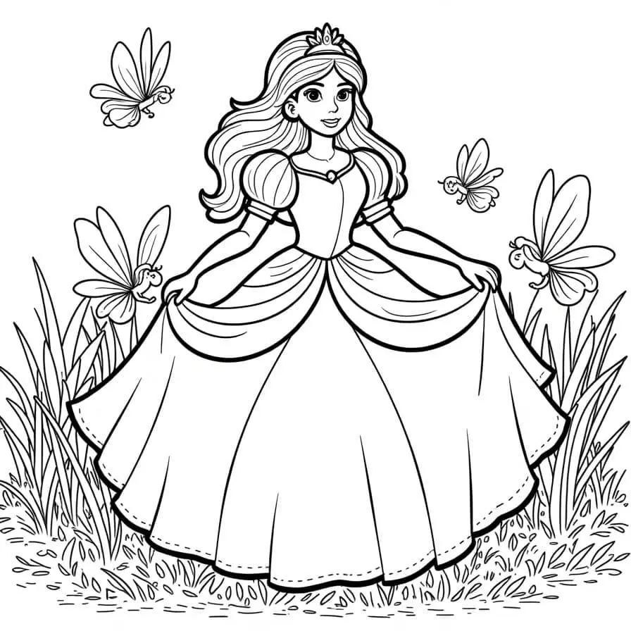 Coloriage Princesse Dans Un Monde Féerique - Princesse à imprimer