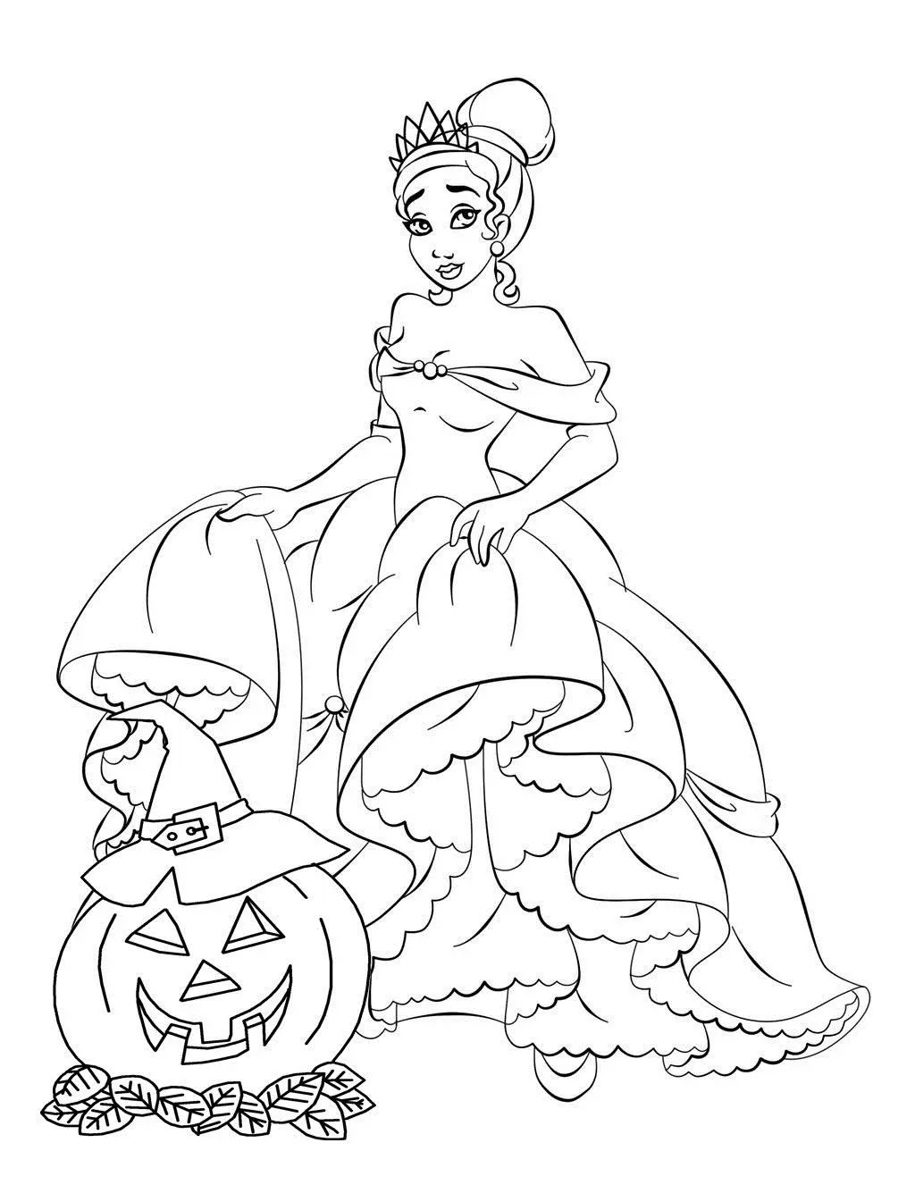 Coloriage Princesse Disney Halloween - Halloween à imprimer