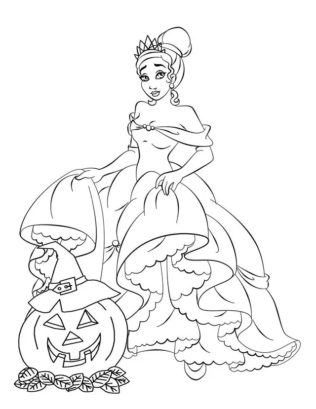Coloriage Princesse Disney Halloween - Halloween à imprimer