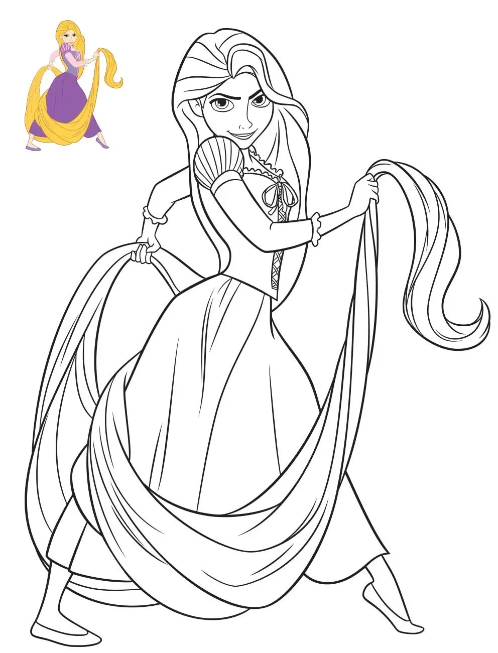 Ausmalbild Prinzessin Rapunzel – Disney Ausmalbilder zum Ausdrucken