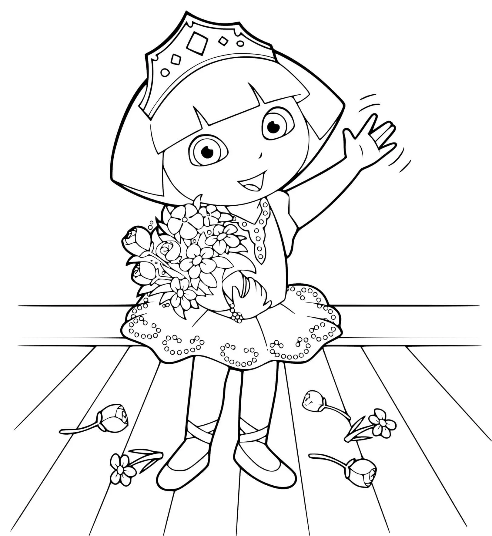 Coloriage Princesse Dora Balet Dance Classique - Dora à imprimer
