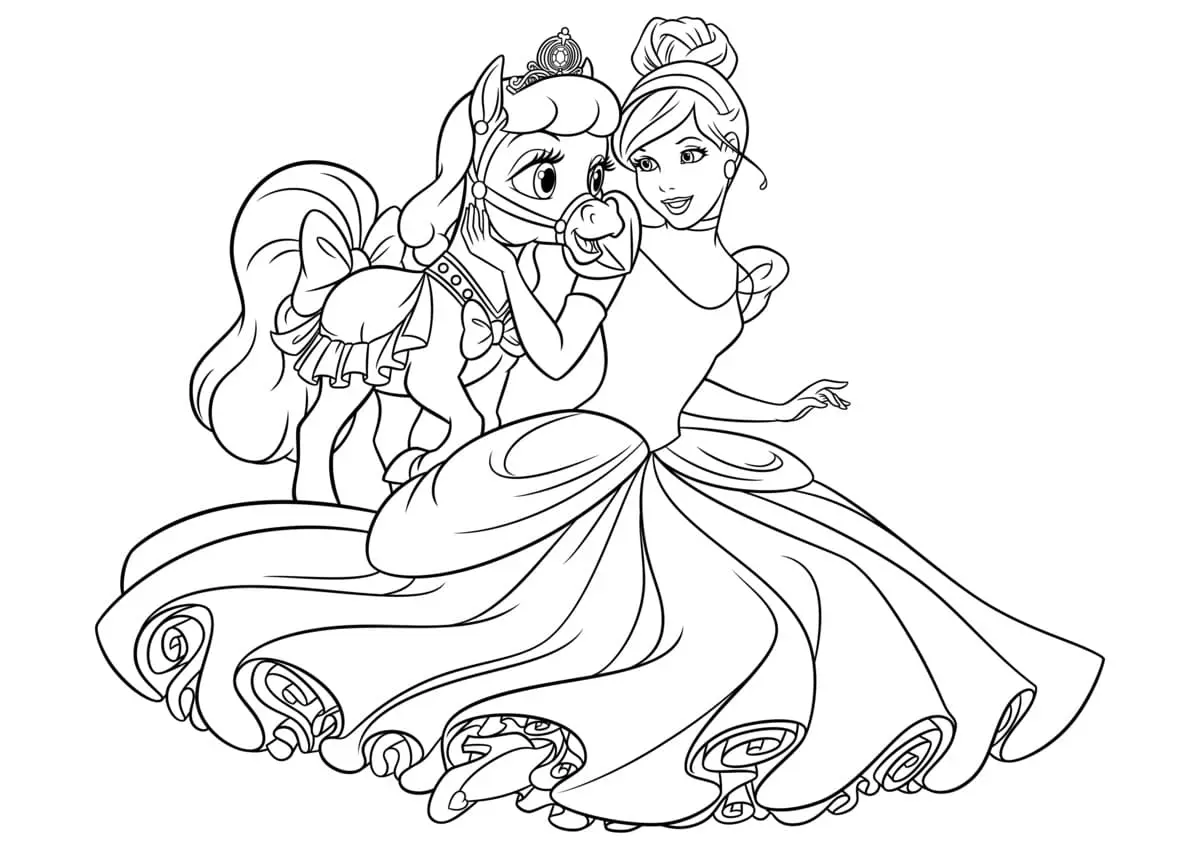 Coloriage Princesse Et Sa Licorne - Princesse à imprimer