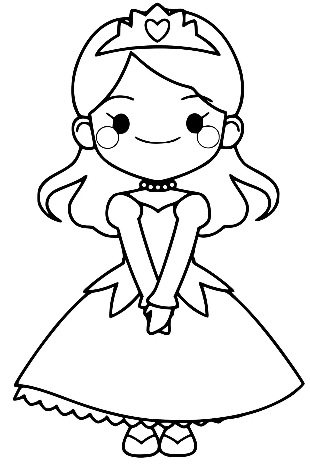 Coloriage Princesse Facile Jeune Fille - Princesse à imprimer
