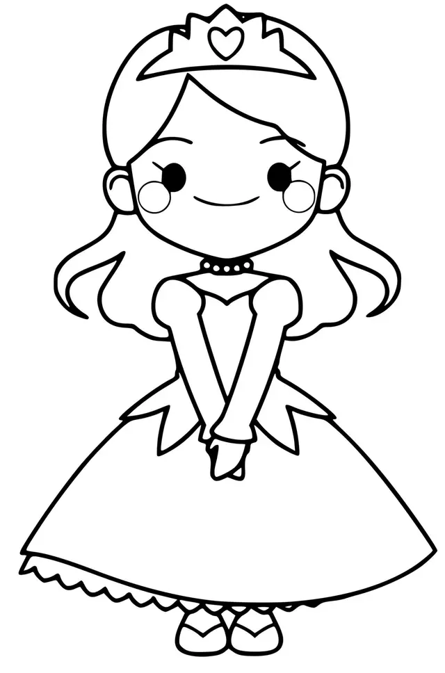 Ausmalbild Prinzessin – Einfaches Ausmalbild für Mädchen zum Ausdrucken