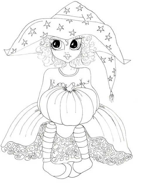 Coloriage Princesse Halloween Sorcière - Halloween à imprimer