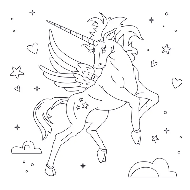 Coloriage Princesse Licorne Format A4 - Princesse licorne à imprimer