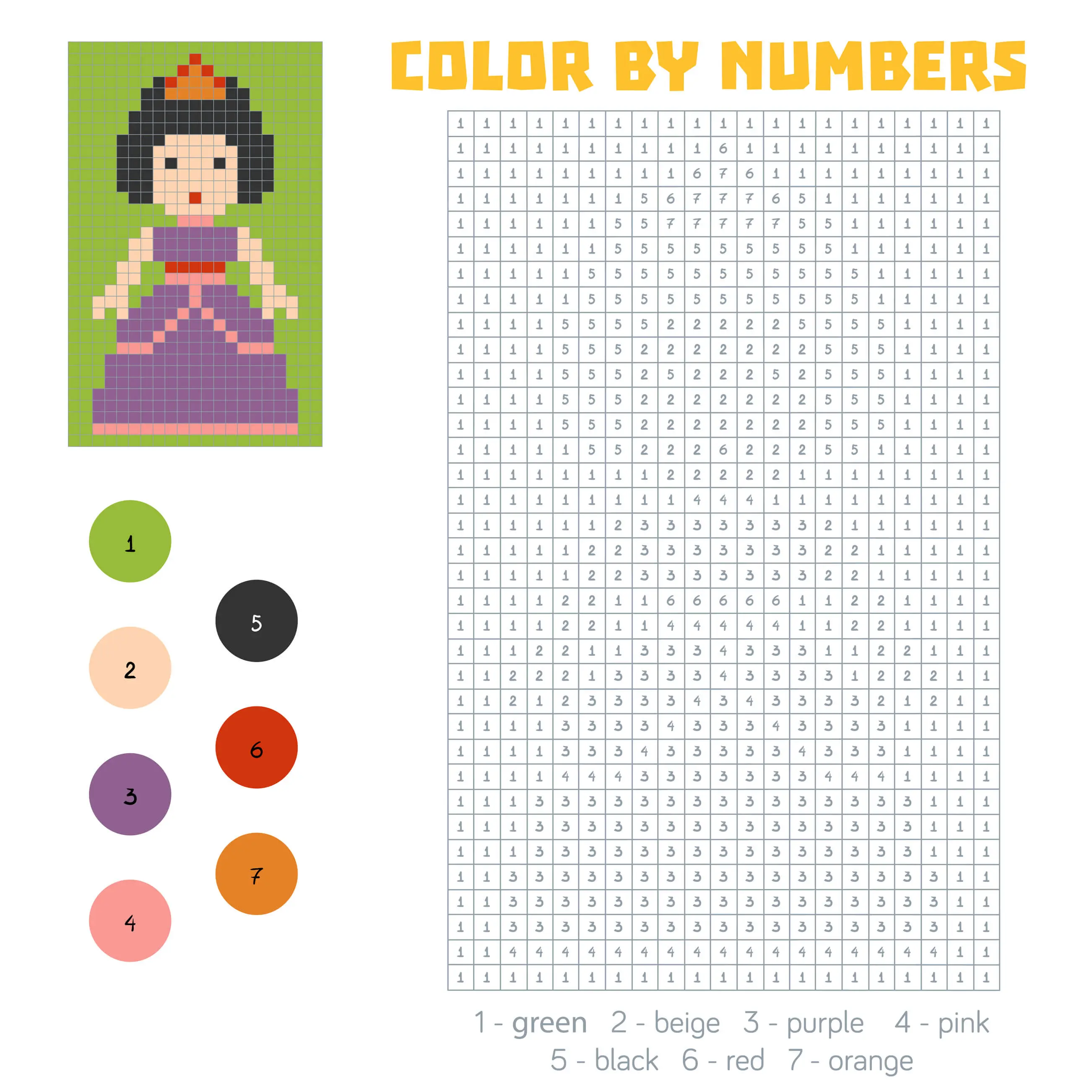 Coloriage Princesse Magique Pixel - Magique à imprimer