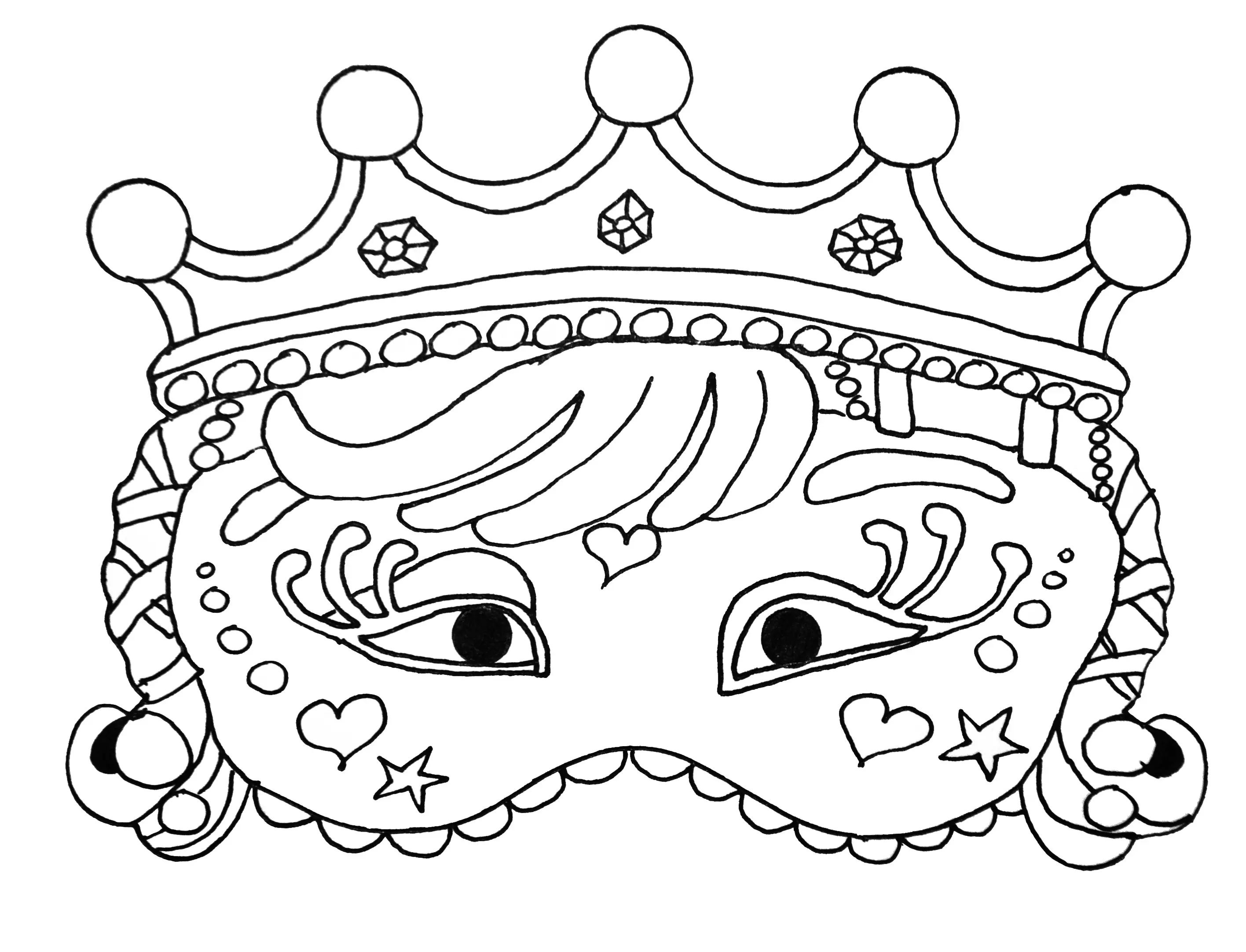 Coloriage Princesse Masque Carnaval - Carnaval à imprimer