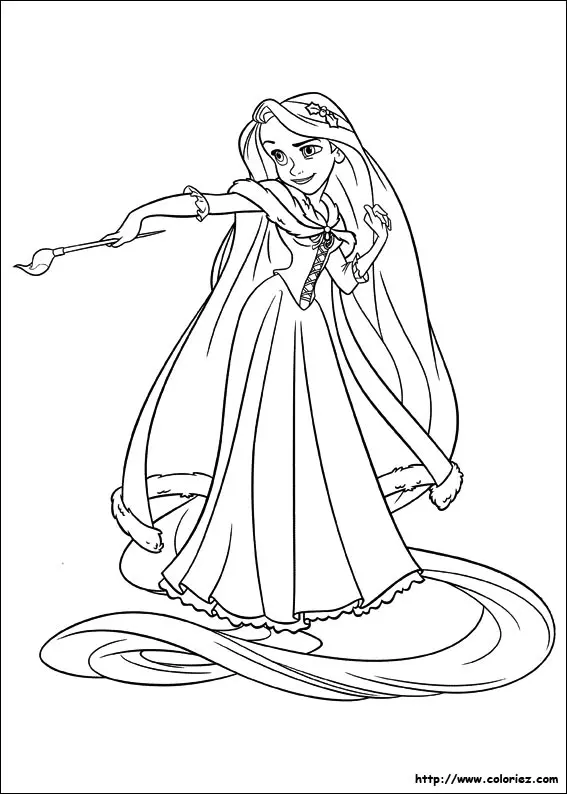 Coloriage Princesse Raiponse Est Une Artiste - Raiponce à imprimer