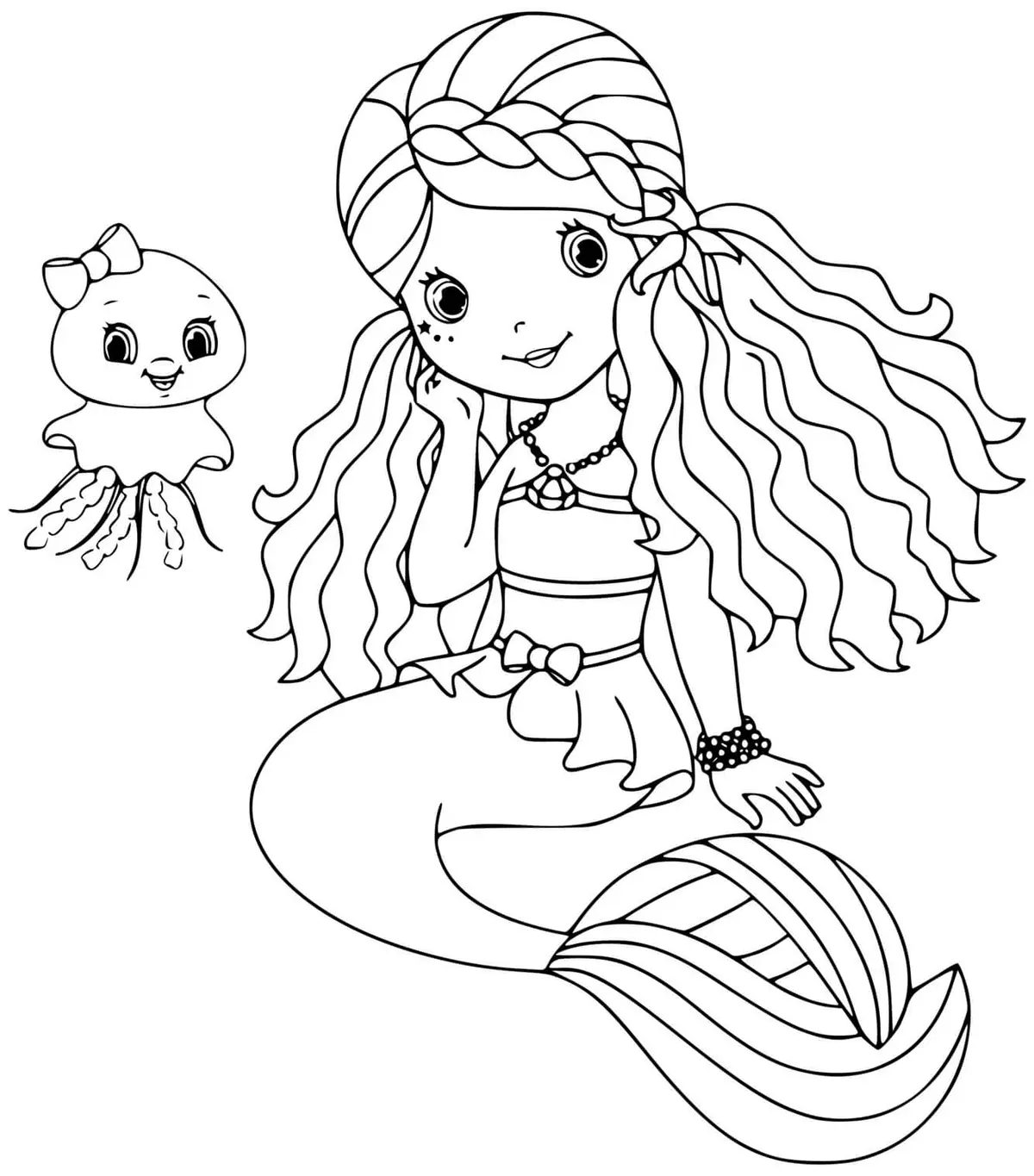 Coloriage Princesse Sirène Et Meduse - Sirène à imprimer