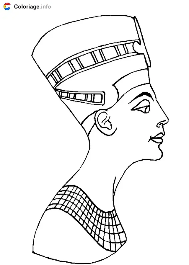 Coloriage Profil de pharaon - Égypte à imprimer