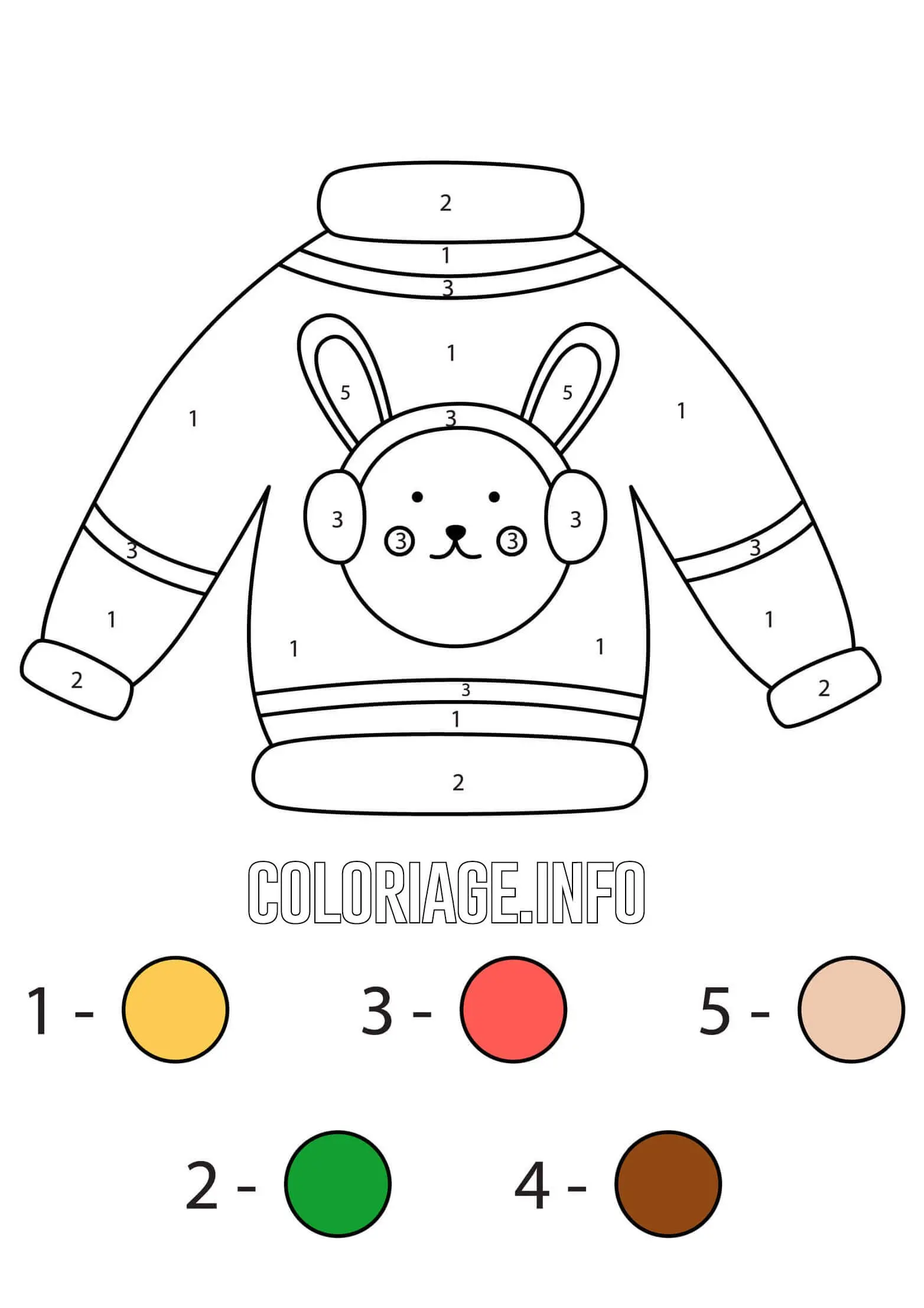 Coloriage Pull Avec Un Lapin En Hiver Magique Noël Facile - Magique noel à imprimer