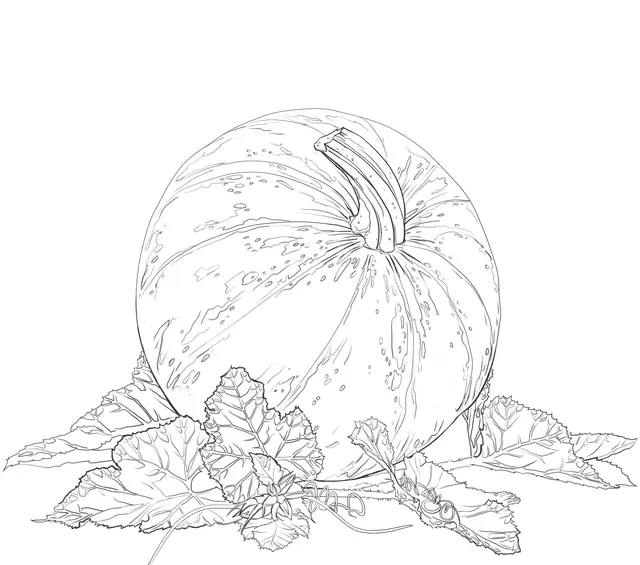 Coloriage Pumpkin And Feuilles Automne - Automne à imprimer