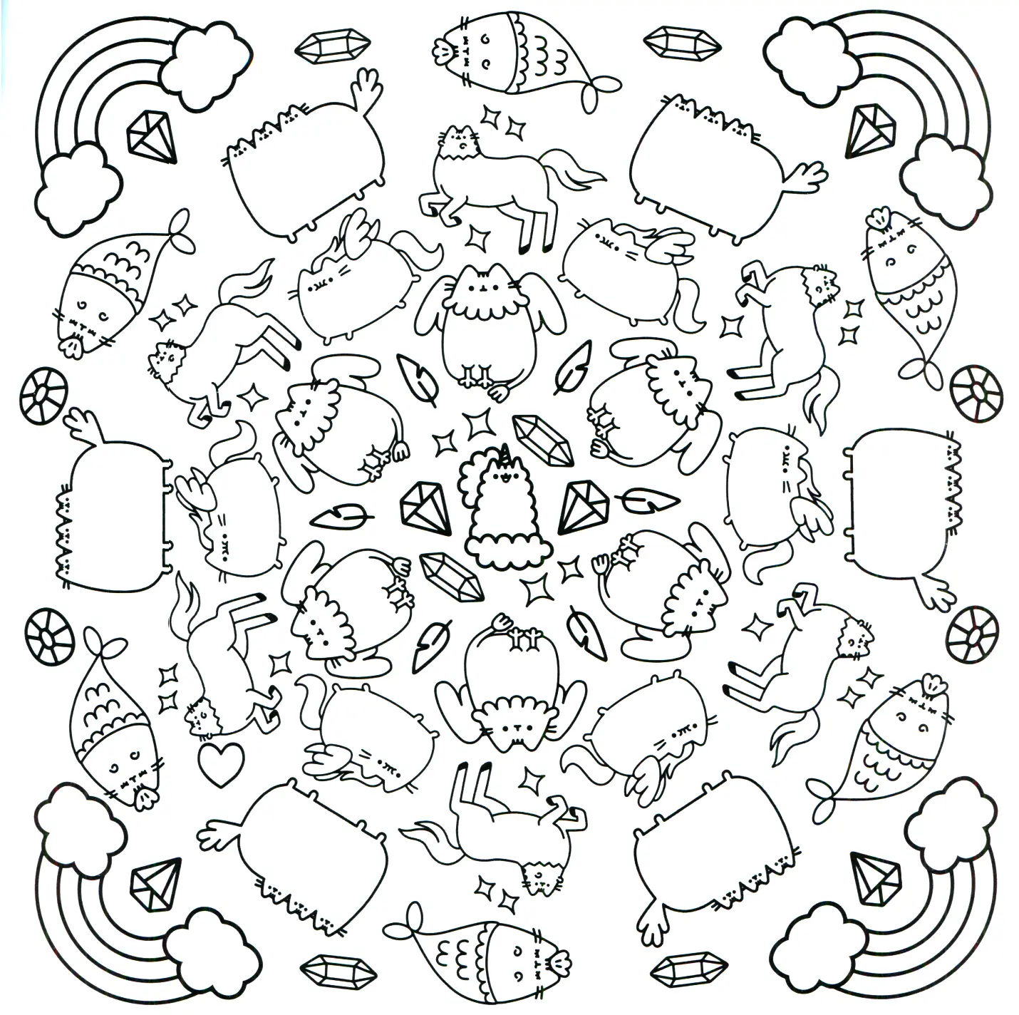 Coloriage Pusheen Sirène Licorne Fantastique - Pusheen à imprimer