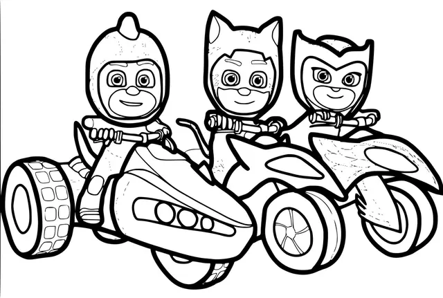 Coloriage Pyjamasques En Moto 4x4 - Pyjamasques à imprimer